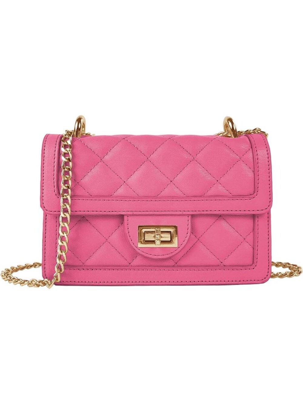 👜Women's Fuschia Quilted Crossbody Bag Mini Shoulder Chain Phone Wallet Purse
